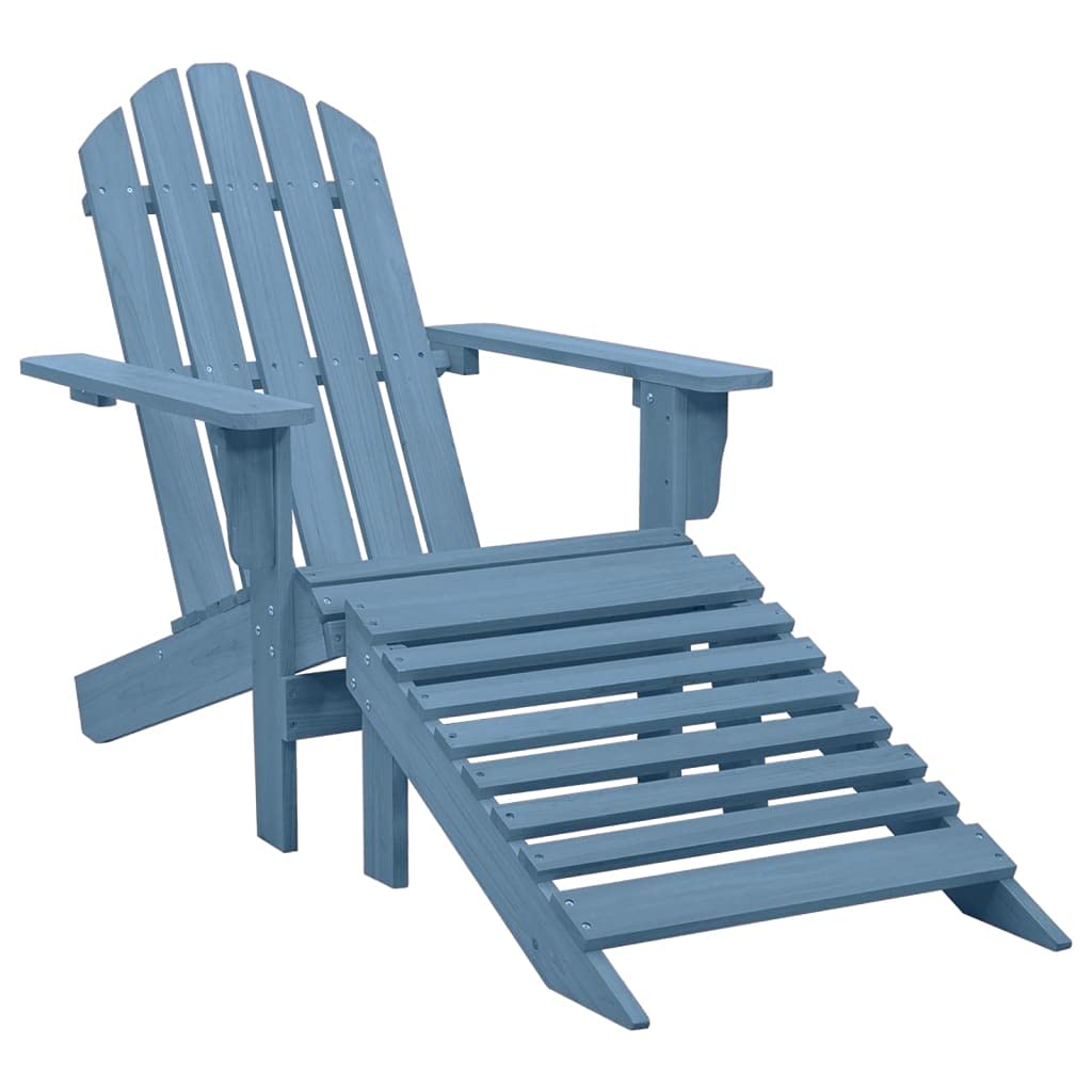 Foto 2 pulgar | Silla de Patio Adirondack VidaXL de Madera Maciza de Abeto con Otomana Azul - Venta Internacional