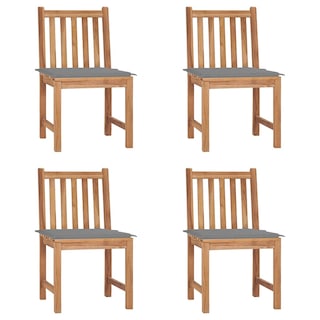 Foto 1 | Juego De Sillas De Patio Vidaxl 4 Sillas Con Cojines De Madera De Teca Color Marrón - Venta Internacional.