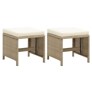 Foto 1 | Juego De 2 Taburetes De Patio Para Exteriores Vidaxl De Poliratán Beige Con Cojines - Venta Internacional.