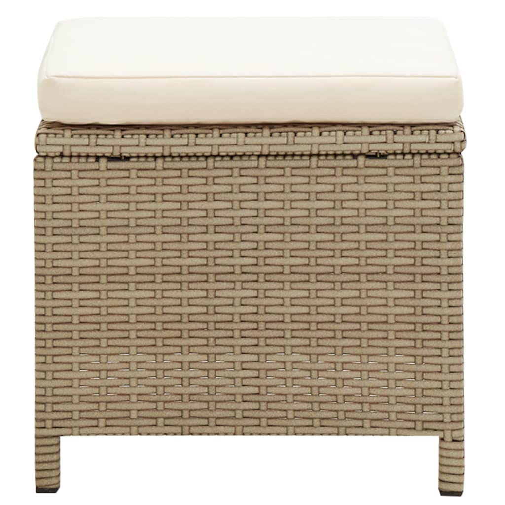 Foto 4 pulgar | Juego De 2 Taburetes De Patio Para Exteriores Vidaxl De Poliratán Beige Con Cojines - Venta Internacional.