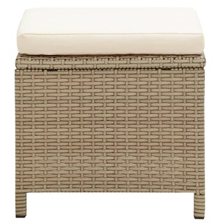 Foto 3 | Juego De 2 Taburetes De Patio Para Exteriores Vidaxl De Poliratán Beige Con Cojines - Venta Internacional.