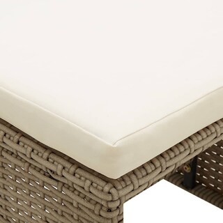 Foto 6 | Juego De 2 Taburetes De Patio Para Exteriores Vidaxl De Poliratán Beige Con Cojines - Venta Internacional.