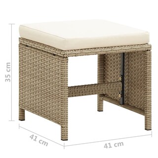 Foto 7 | Juego De 2 Taburetes De Patio Para Exteriores Vidaxl De Poliratán Beige Con Cojines - Venta Internacional.