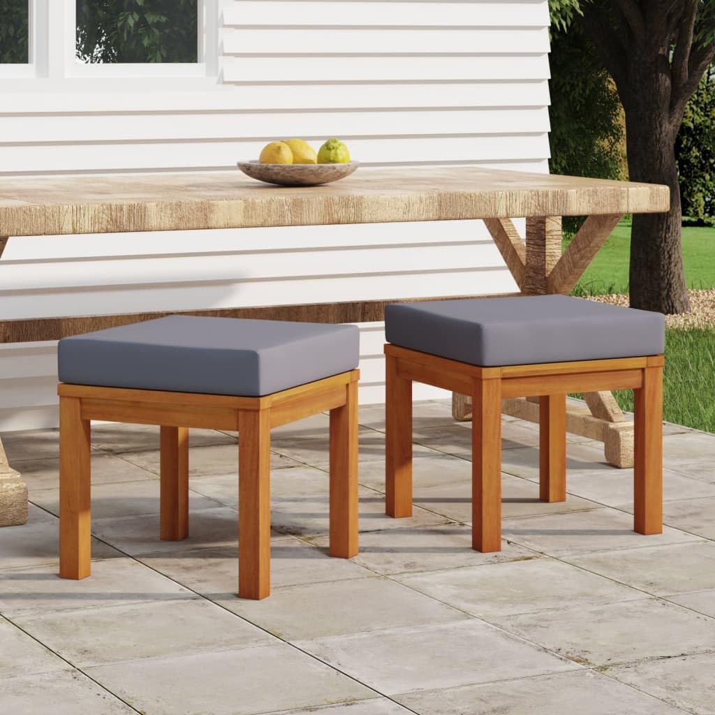 Foto 3 pulgar | Taburetes De Patio Vidaxl De Madera Maciza De Acacia Con Cojines  Juego De 2 - Venta Internacional.