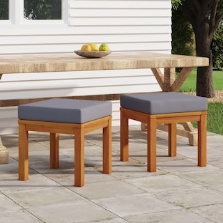 Foto 2 | Taburetes De Patio Vidaxl De Madera Maciza De Acacia Con Cojines Juego De 2 - Venta Internacional.