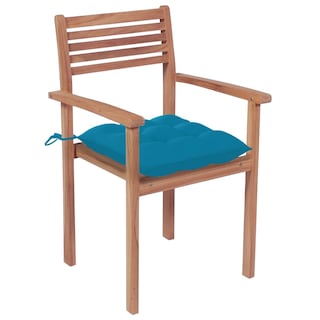 Foto 2 | Sillas de Patio VidaXL de Madera Maciza de Teca con Cojines de Azul - Venta Internacional