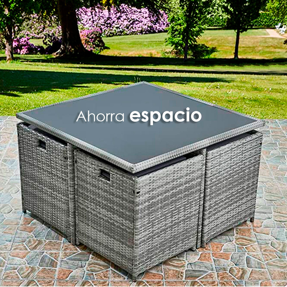 Foto 6 pulgar | Comedor para Jardín Iliosinnova Comedor8p color Gris 9 Piezas