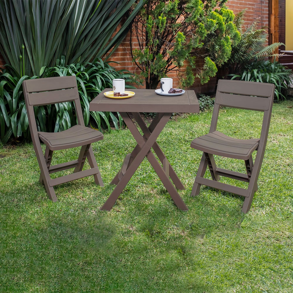 Foto 4 | Kit de Mesa Rimax y 2 Sillas Plegables para Jardín de Alta Calidad color Mocca