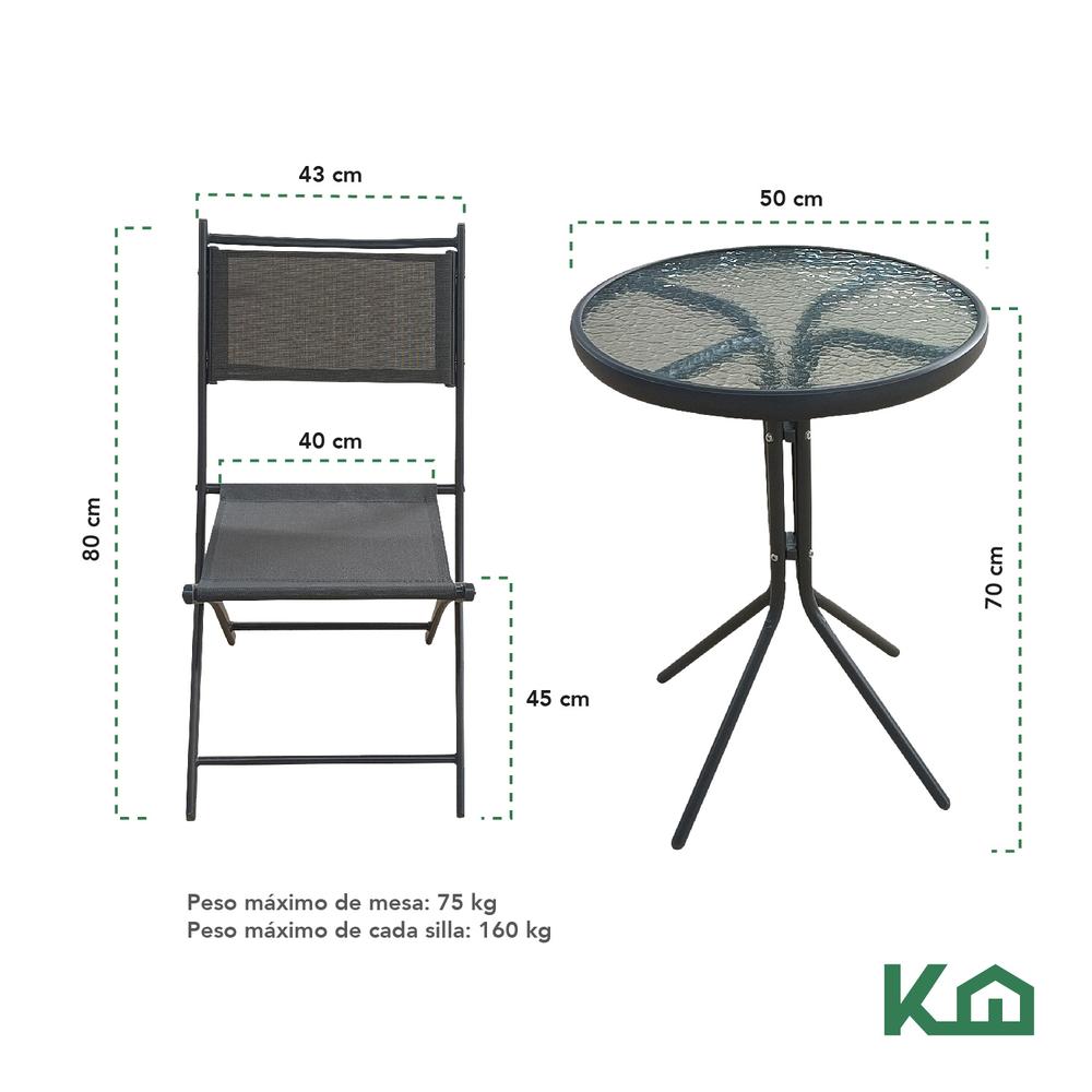 Foto 5 | Juego De Comedor Mueble Exterior Para Jardín Mesa Y 2 Sillas