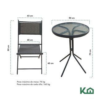 Foto 5 | Juego De Comedor Mueble Exterior Para Jardín Mesa Y 2 Sillas