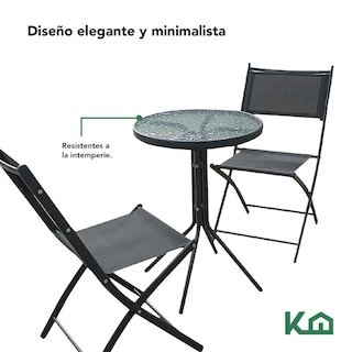 Foto 7 | Juego De Comedor Mueble Exterior Para Jardín Mesa Y 2 Sillas