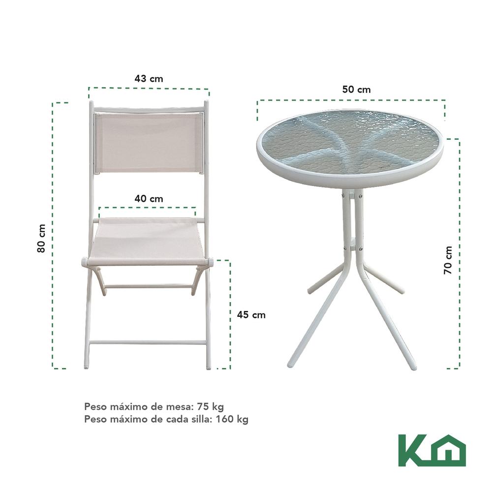 Foto 6 pulgar | Juego De Comedor Mueble Exterior Para Jardín Mesa Y 2 Sillas