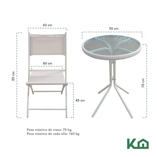 Foto 5 | Juego De Comedor Mueble Exterior Para Jardín Mesa Y 2 Sillas