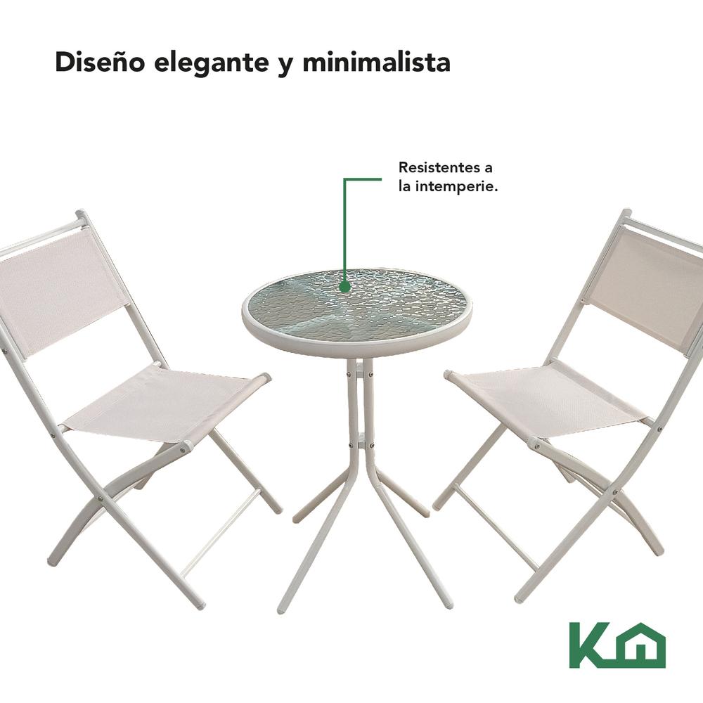 Foto 8 pulgar | Juego De Comedor Mueble Exterior Para Jardín Mesa Y 2 Sillas