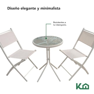 Foto 7 | Juego De Comedor Mueble Exterior Para Jardín Mesa Y 2 Sillas