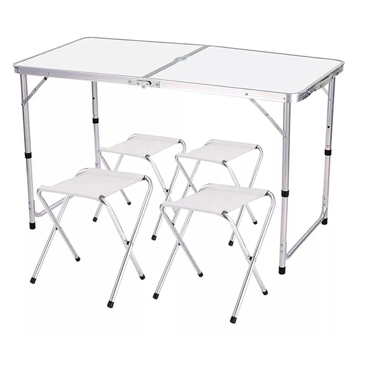 Mesa Plegable Tipo Portafolio 1.20 M Con 4 Sillas Portátiles  Eo Safe Imports Esi-12905 Blanco