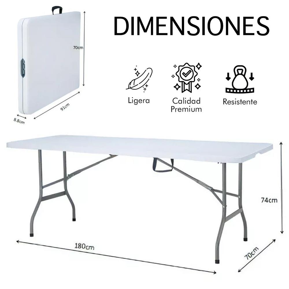 Foto 4 pulgar | Mesa Plegable Portátil Tipo Portafolio Exteriores 180cm 2pz