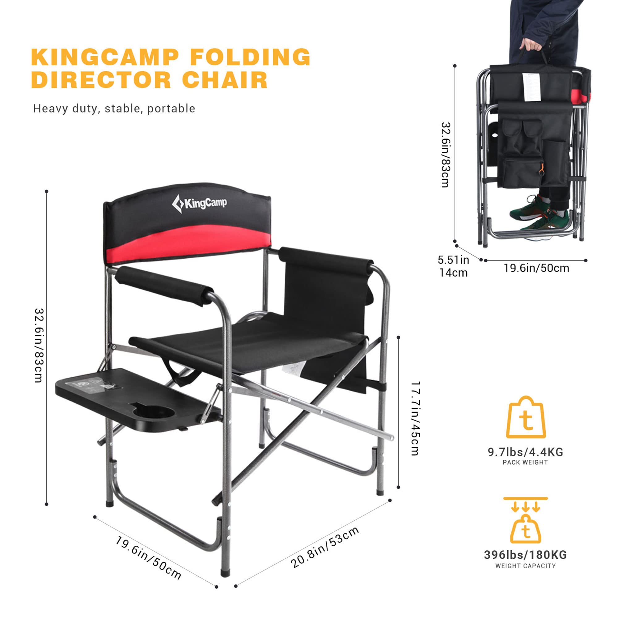 Foto 4 pulgar | Sillas Camping Directors Kingcamp Con Soporte De 180 Kg Rojo Paquete De 2 - Venta Internacional