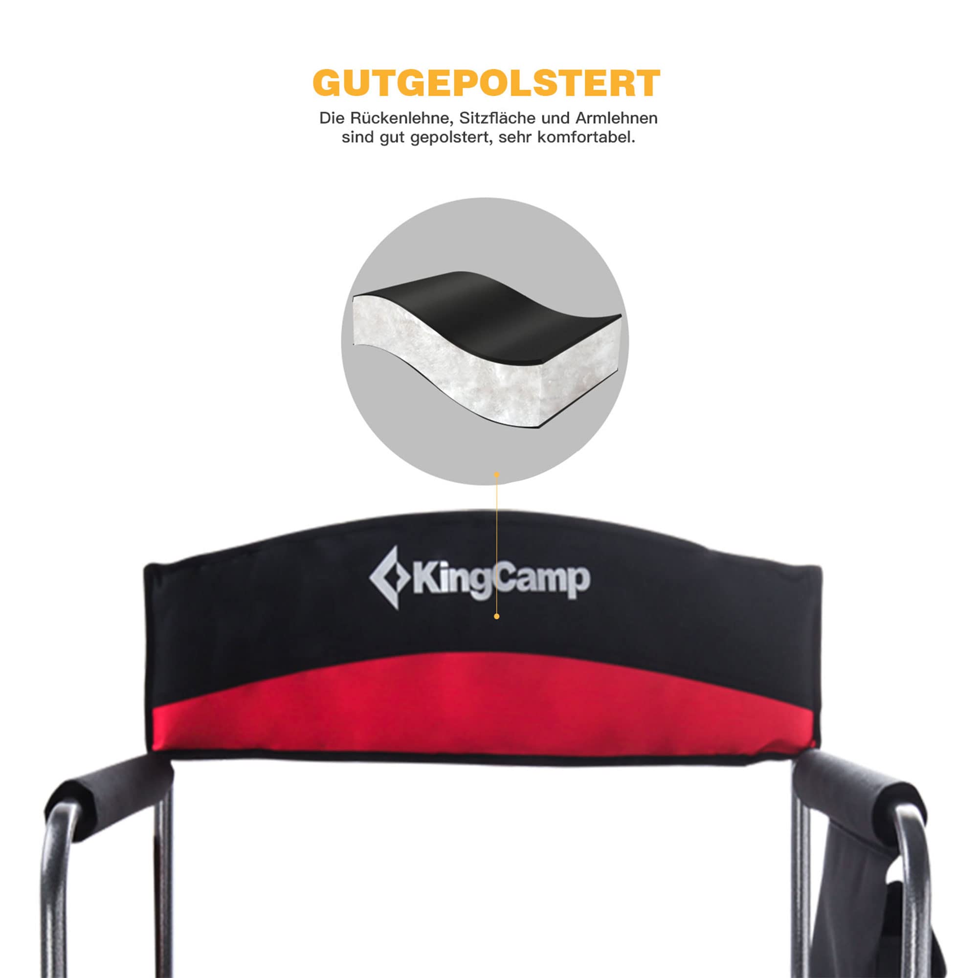 Foto 6 pulgar | Sillas Camping Directors Kingcamp Con Soporte De 180 Kg Rojo Paquete De 2 - Venta Internacional