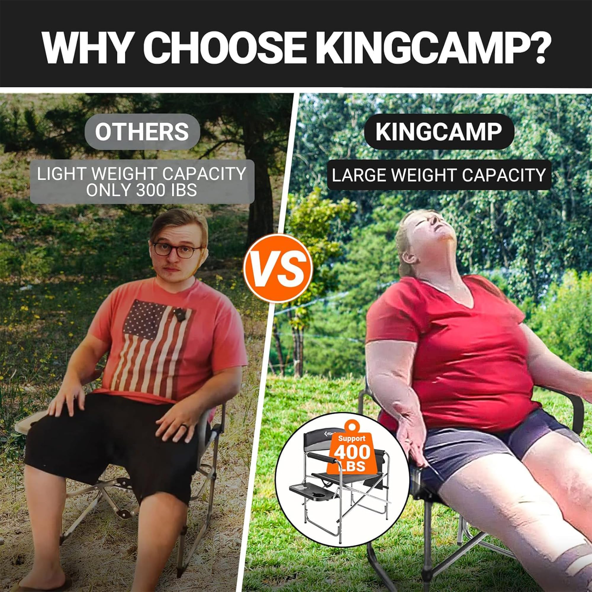 Foto 7 | Sillas Camping Directors Kingcamp Con Soporte De 180 Kg Rojo Paquete De 2 - Venta Internacional
