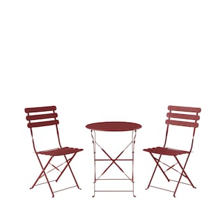 Foto 1 | Juego De Mesa Rojo Para Exterior Con 2 Sillas Plegables De Uso Rudo Fabricado En Acero