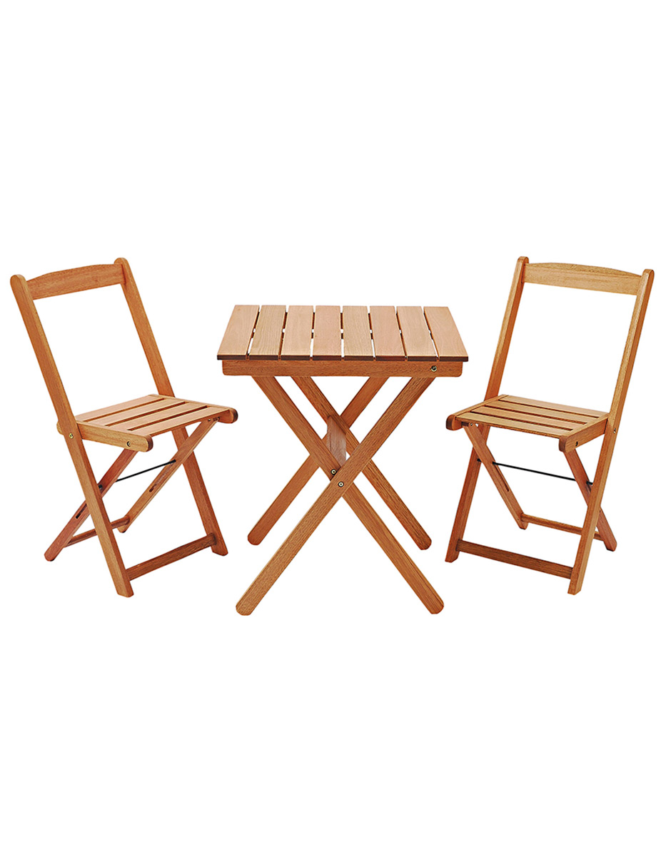 Foto 3 pulgar | Juego De Jardín De Madera Walnut Con 2 Sillas Plegables