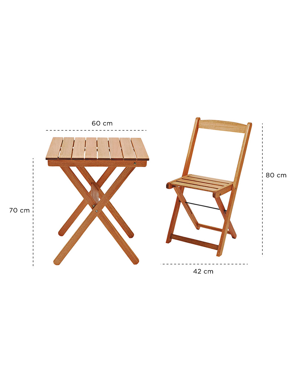 Foto 4 pulgar | Juego De Jardín De Madera Walnut Con 2 Sillas Plegables