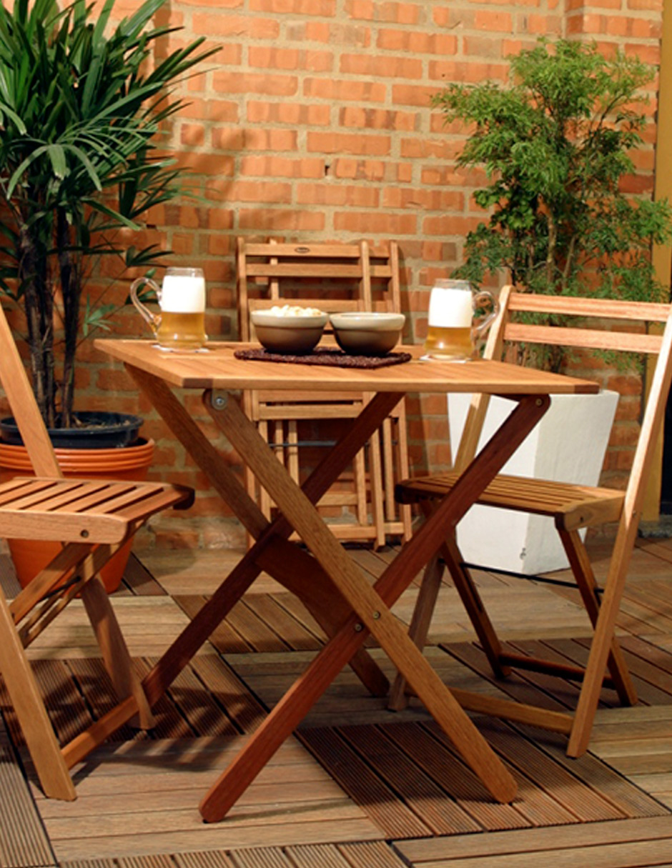 Foto 5 pulgar | Juego De Jardín De Madera Walnut Con 2 Sillas Plegables