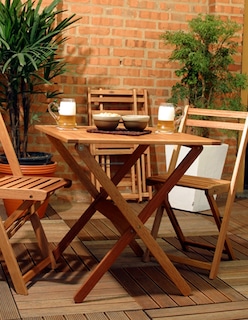 Foto 4 | Juego De Jardín De Madera Walnut Con 2 Sillas Plegables