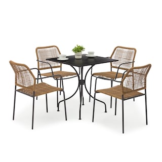 Foto 1 | Set De Jardín Top Living 4 Sillas De Ratán Sintético + Mesa Cuadrada