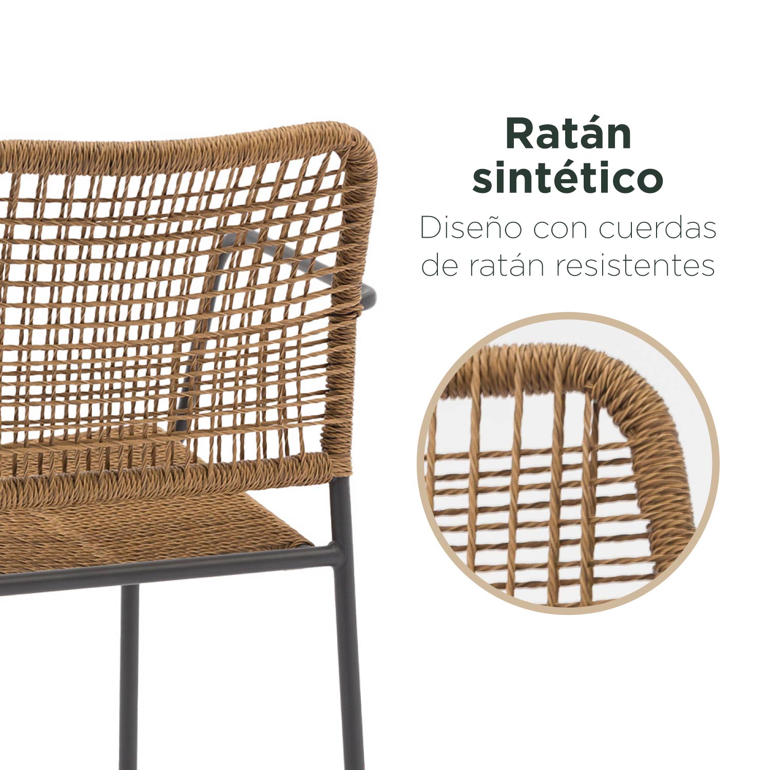 Foto 5 pulgar | Set De Jardín Top Living 4 Sillas De Ratán Sintético + Mesa Cuadrada