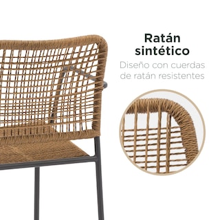 Foto 4 | Set De Jardín Top Living 4 Sillas De Ratán Sintético + Mesa Cuadrada