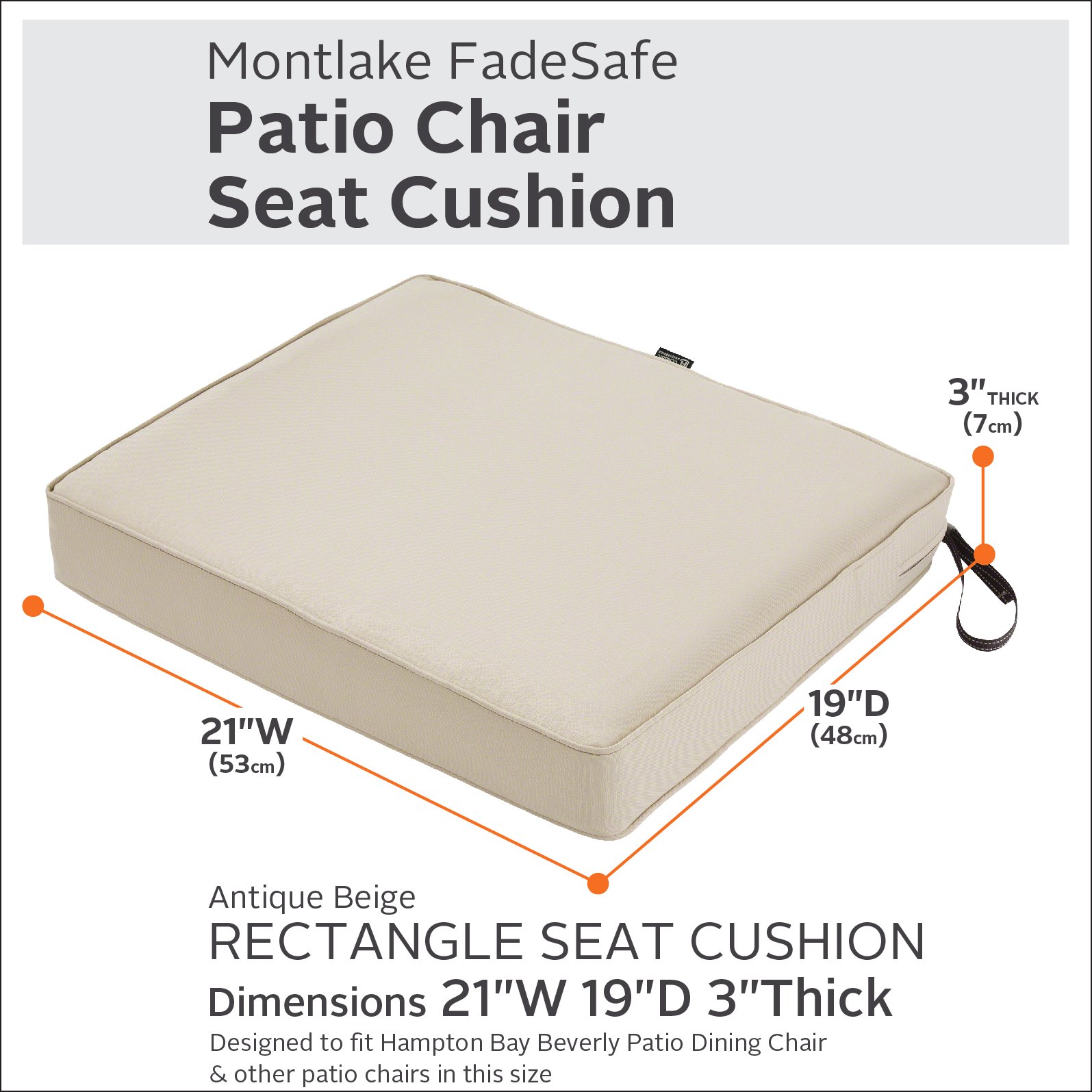 Foto 4 pulgar | Cojín De Asiento Exterior Classic Accessories Montlake 53 X 48 X 8 Cm - Venta Internacional.