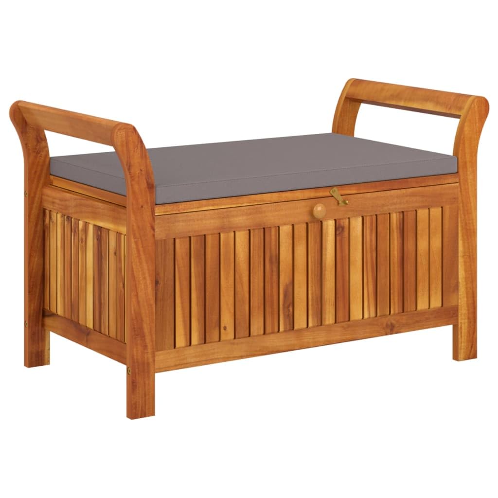 Foto 4 pulgar | Banco De Almacenamiento Para Patio Vidaxl De Madera De Acacia Con Cojín Gris Oscuro - Venta Internacional.