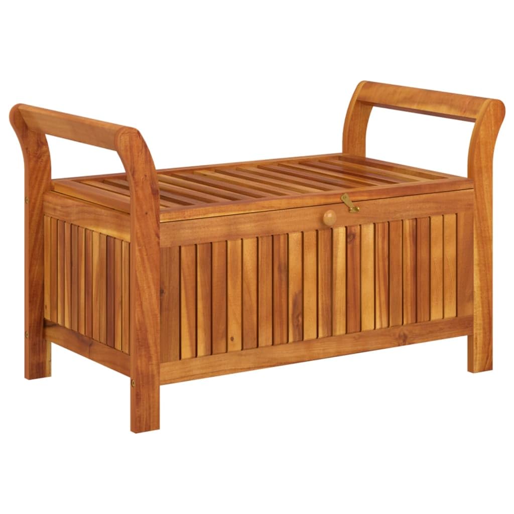 Foto 5 pulgar | Banco De Almacenamiento Para Patio Vidaxl De Madera De Acacia Con Cojín Gris Oscuro - Venta Internacional.