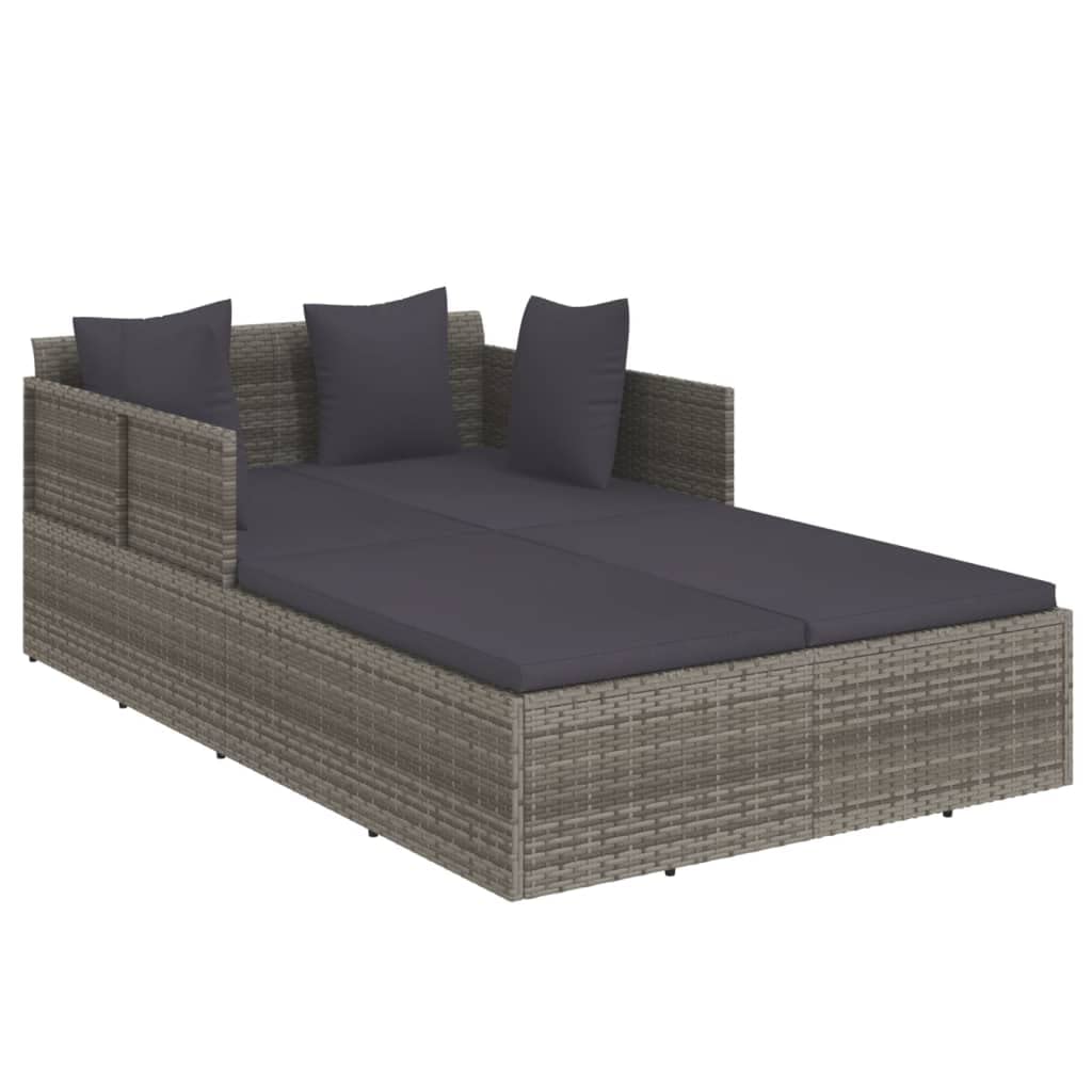 Foto 1 | Tumbona De Exterior Vidaxl Moderna De Poliratán Gris Con Cojines - Venta Internacional.