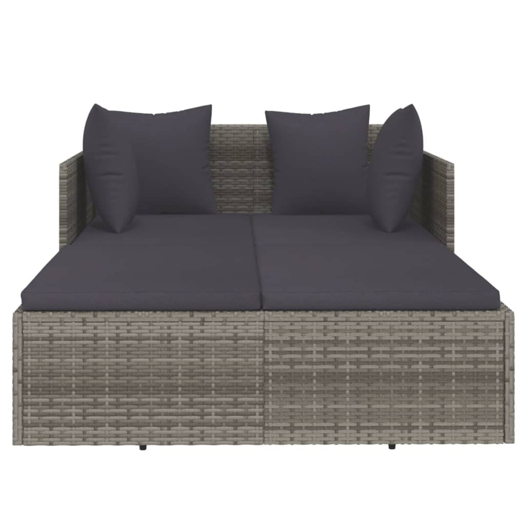 Foto 4 pulgar | Tumbona De Exterior Vidaxl Moderna De Poliratán Gris Con Cojines - Venta Internacional.