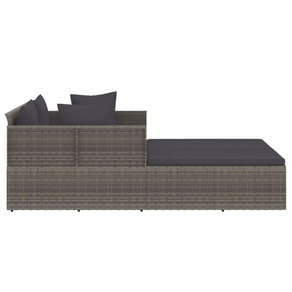 Foto 4 | Tumbona De Exterior Vidaxl Moderna De Poliratán Gris Con Cojines - Venta Internacional.