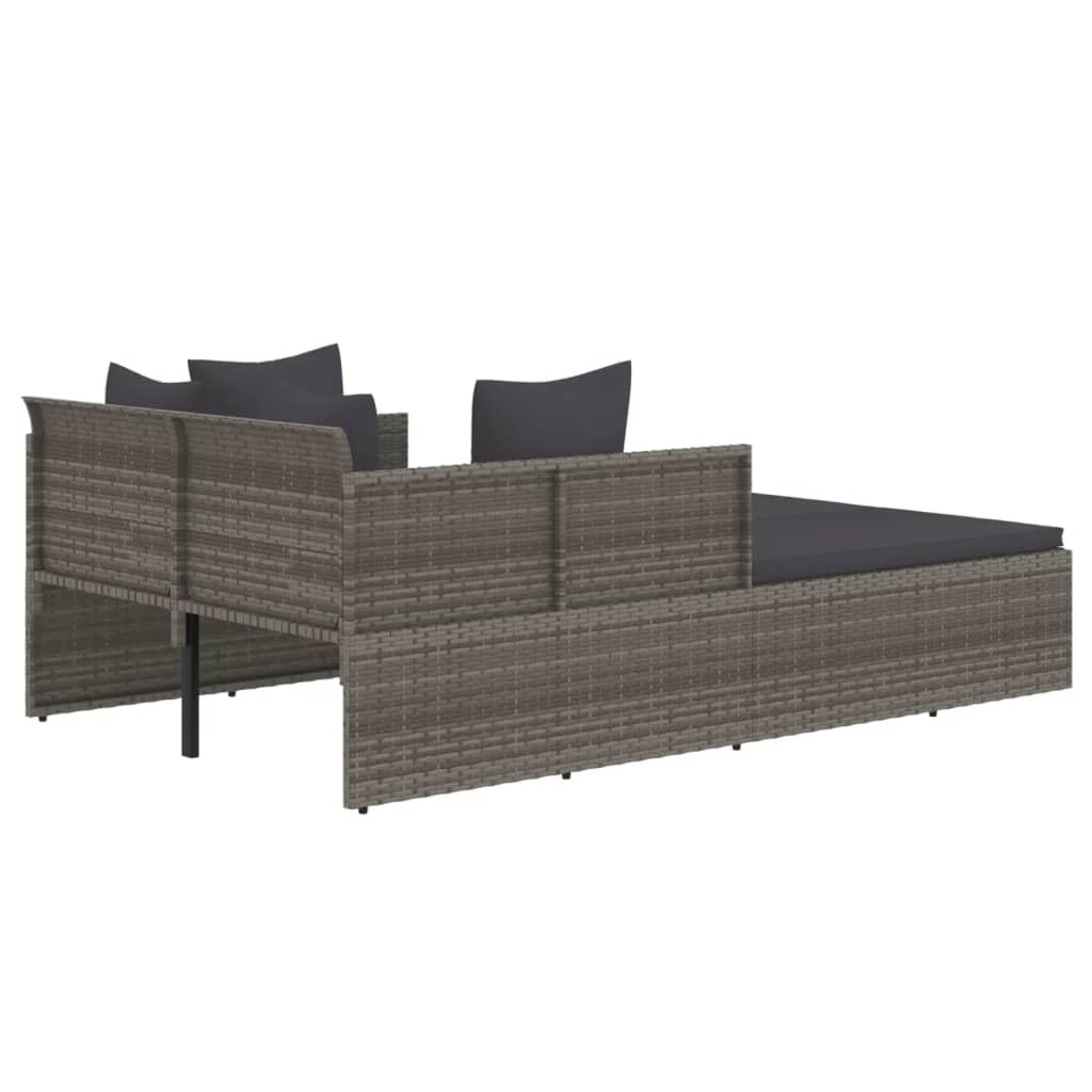 Foto 5 | Tumbona De Exterior Vidaxl Moderna De Poliratán Gris Con Cojines - Venta Internacional.
