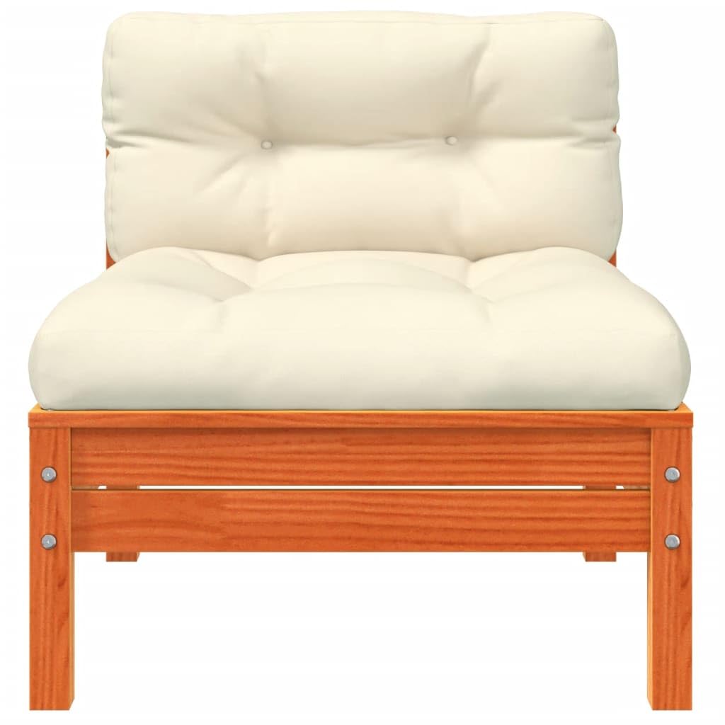 Foto 7 pulgar | Sofá De Patio Sin Brazos Vidaxl Encerado De Madera De Pino Marrón Con Cojines - Venta Internacional.