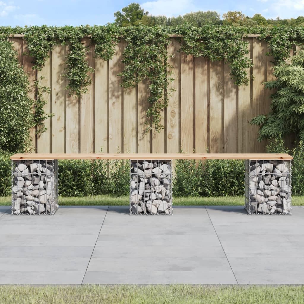 Foto 3 pulgar | Banco De Patio Vidaxl Rústico De Madera De Pino Maciza Con Diseño De Gaviones De Acero - Venta Internacional.