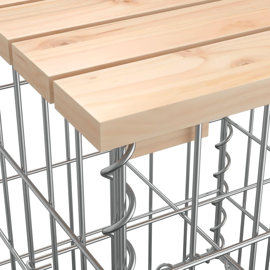 Foto 7 pulgar | Banco De Patio Vidaxl Rústico De Madera De Pino Maciza Con Diseño De Gaviones De Acero - Venta Internacional.