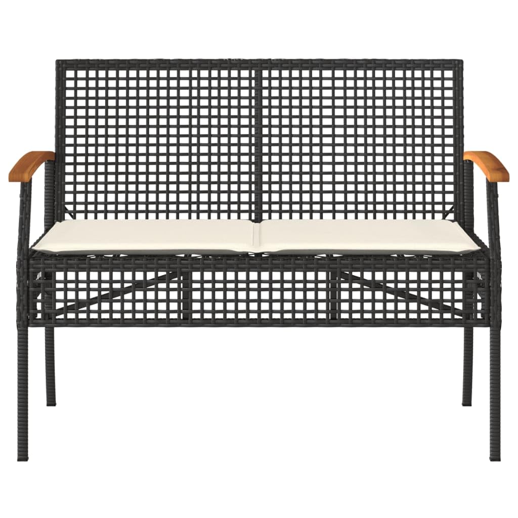Foto 5 pulgar | Sofá De Dos Plazas Vidaxl Para Exteriores, Banco De Poliratán Negro - Venta Internacional.