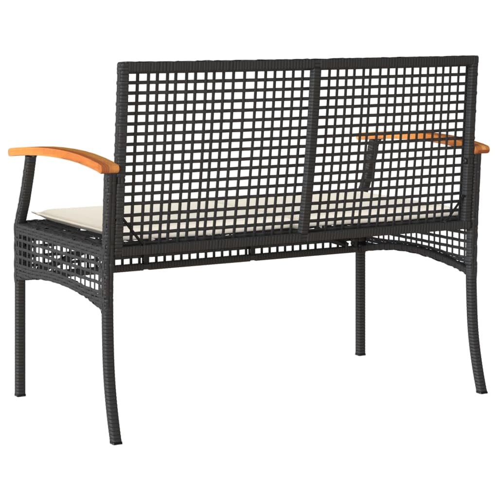 Foto 7 pulgar | Sofá De Dos Plazas Vidaxl Para Exteriores, Banco De Poliratán Negro - Venta Internacional.