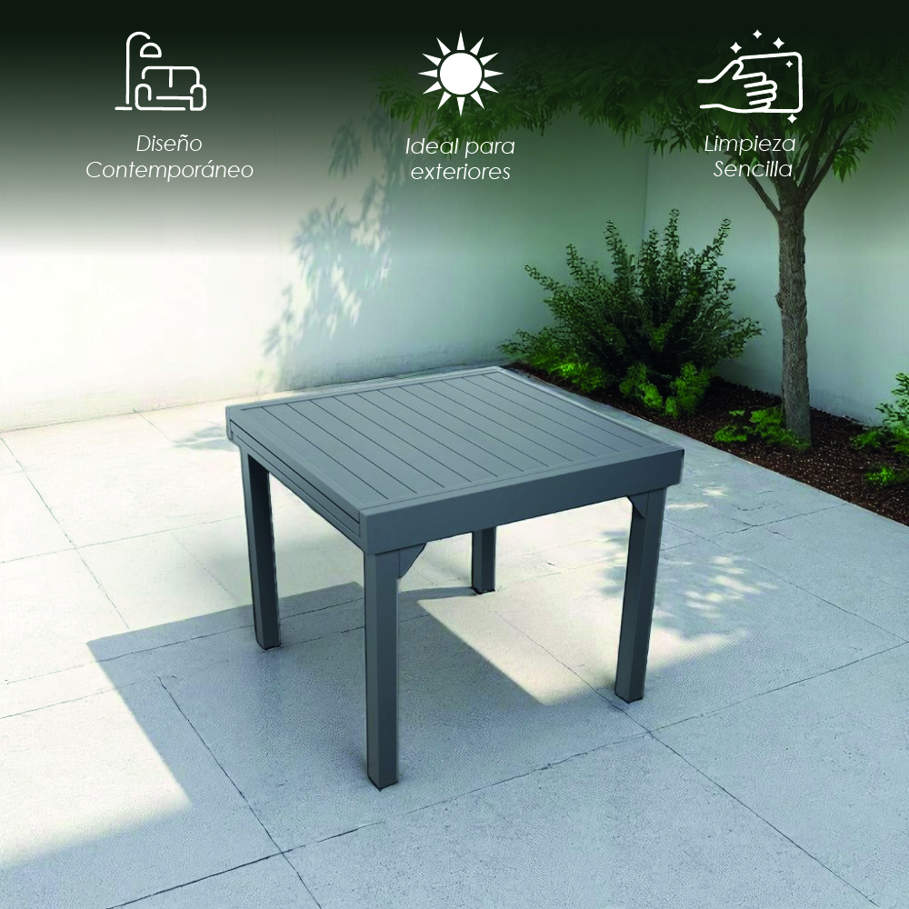 Foto 4 pulgar | Mesa de Comedor Ilios Innova Gris para Exterior Expansible para 4 a 6 Personas
