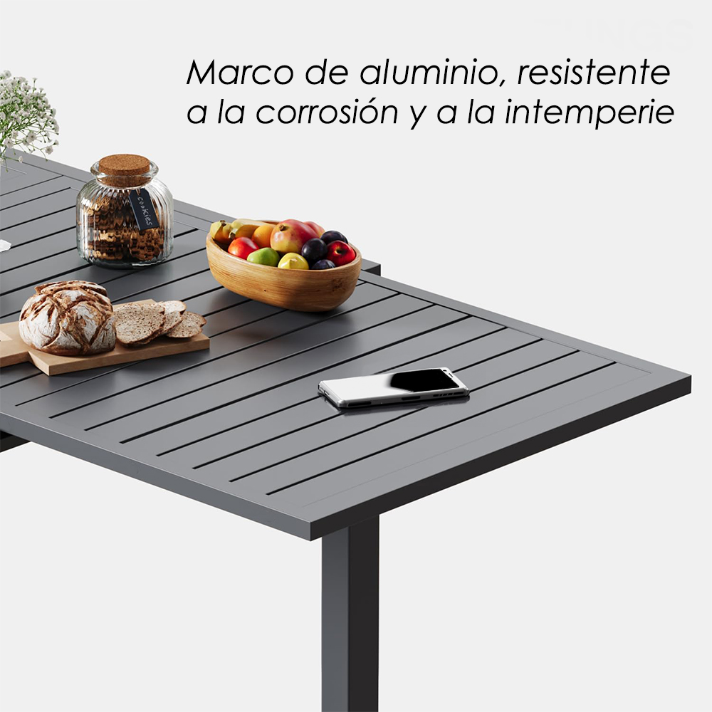 Foto 7 pulgar | Mesa de Comedor Ilios Innova Gris para Exterior Expansible para 4 a 6 Personas