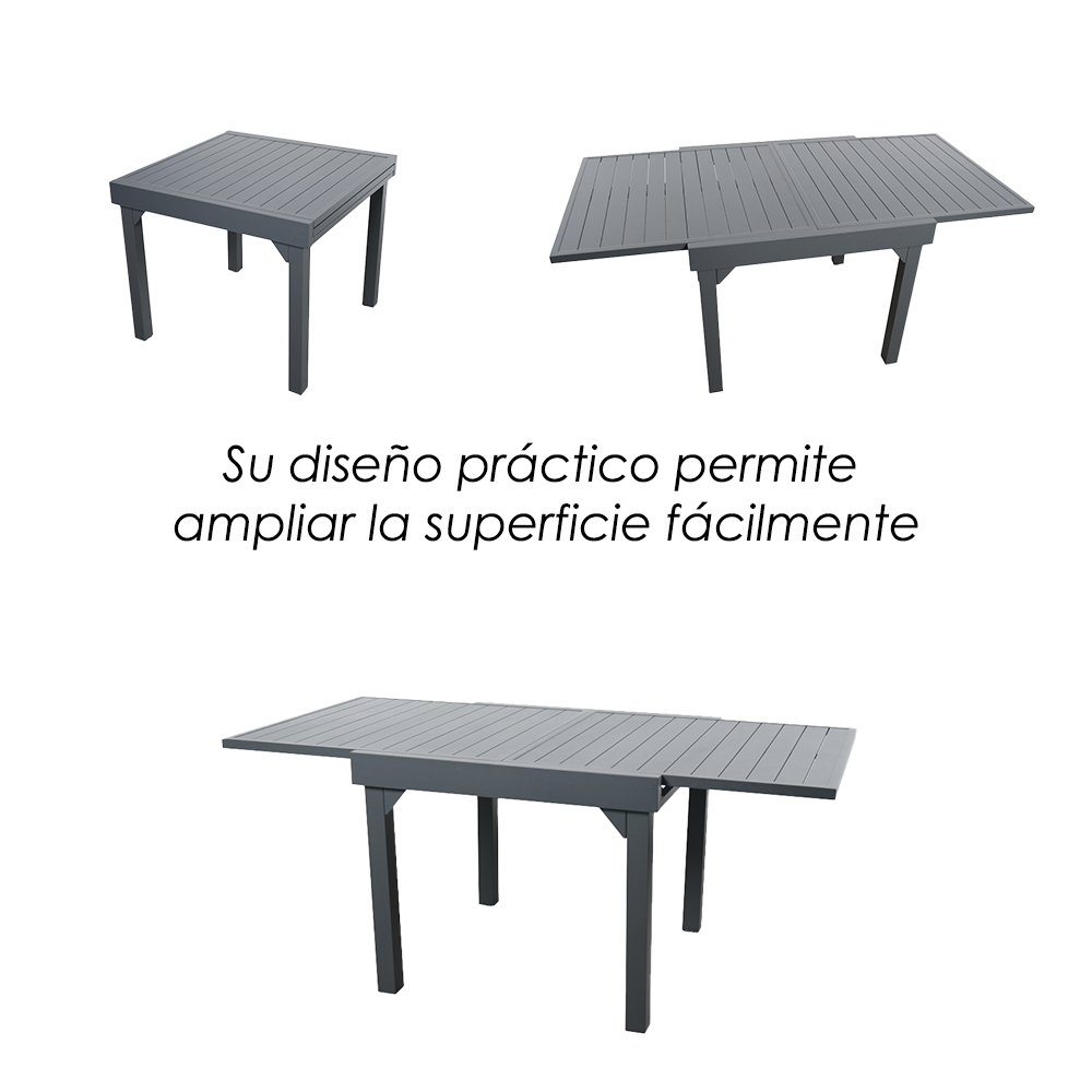 Foto 8 pulgar | Mesa de Comedor Ilios Innova Gris para Exterior Expansible para 4 a 6 Personas