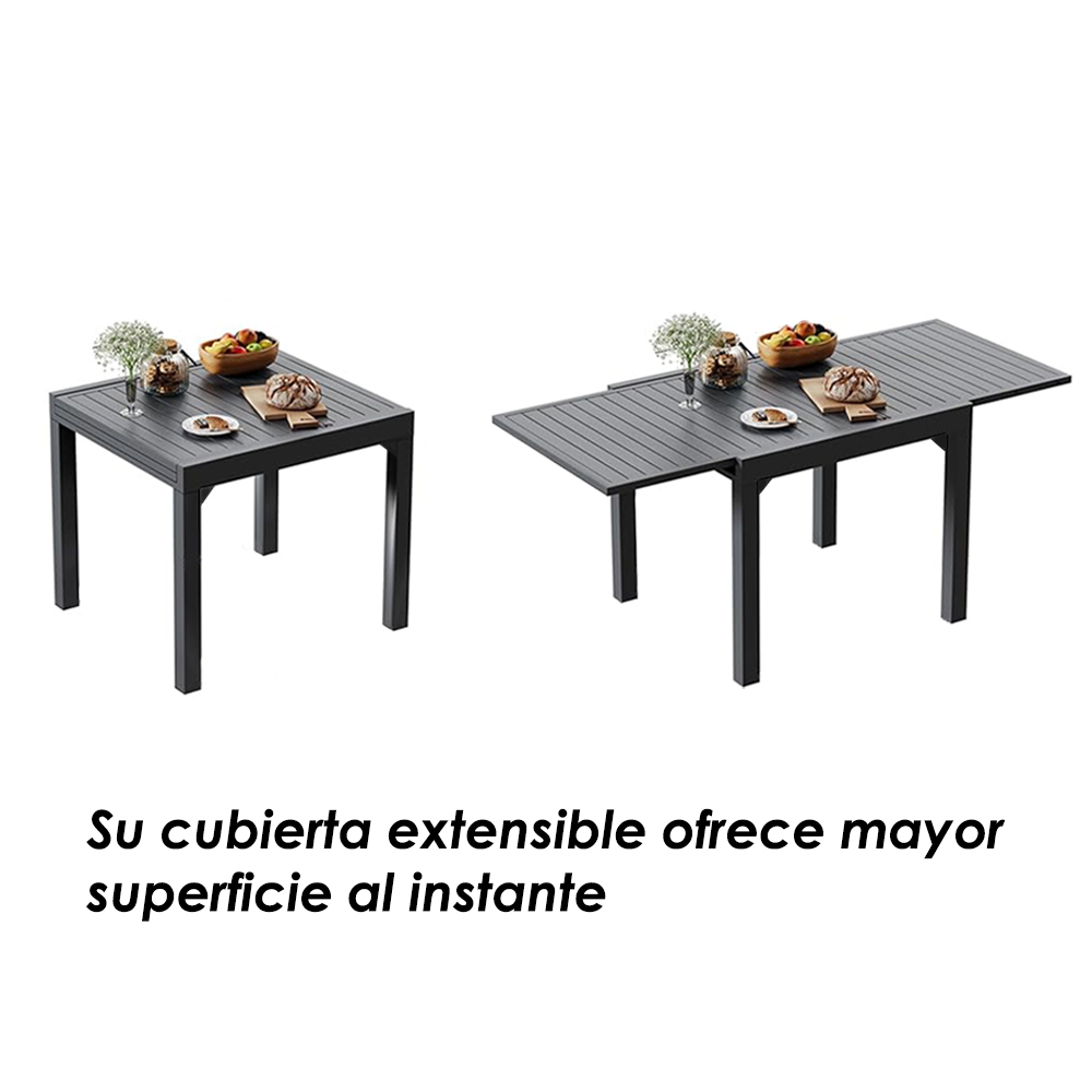 Foto 9 pulgar | Mesa de Comedor Ilios Innova Gris para Exterior Expansible para 4 a 6 Personas