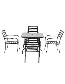 Foto 3 | Naterial Set De Comedor: Mesa Cuadrada +4 Sillas Con Cojines+ Sombrilla De Acero, Modelo Rono