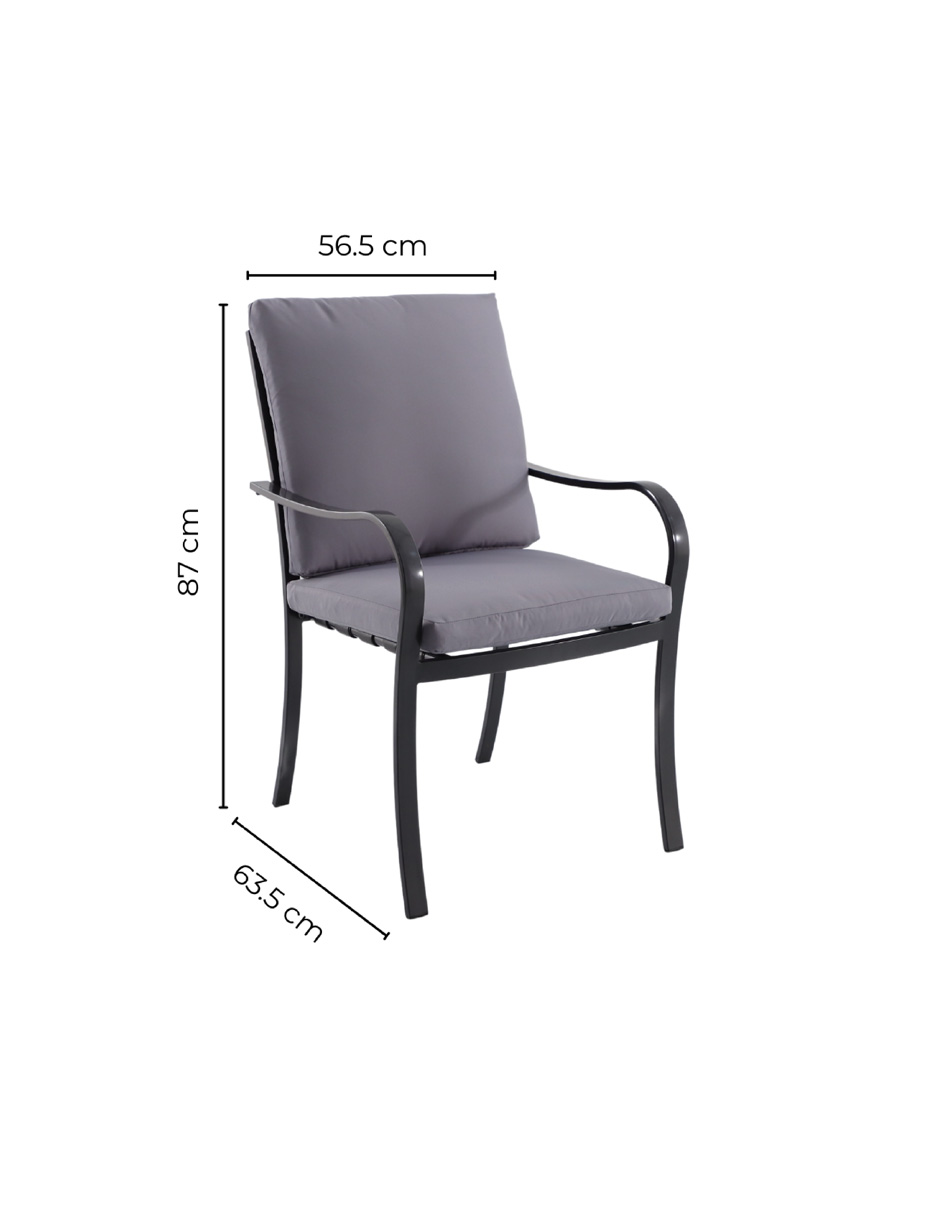 Foto 7 pulgar | Naterial Set De Comedor: Mesa Cuadrada +4 Sillas Con Cojines+ Sombrilla De Acero, Modelo Rono